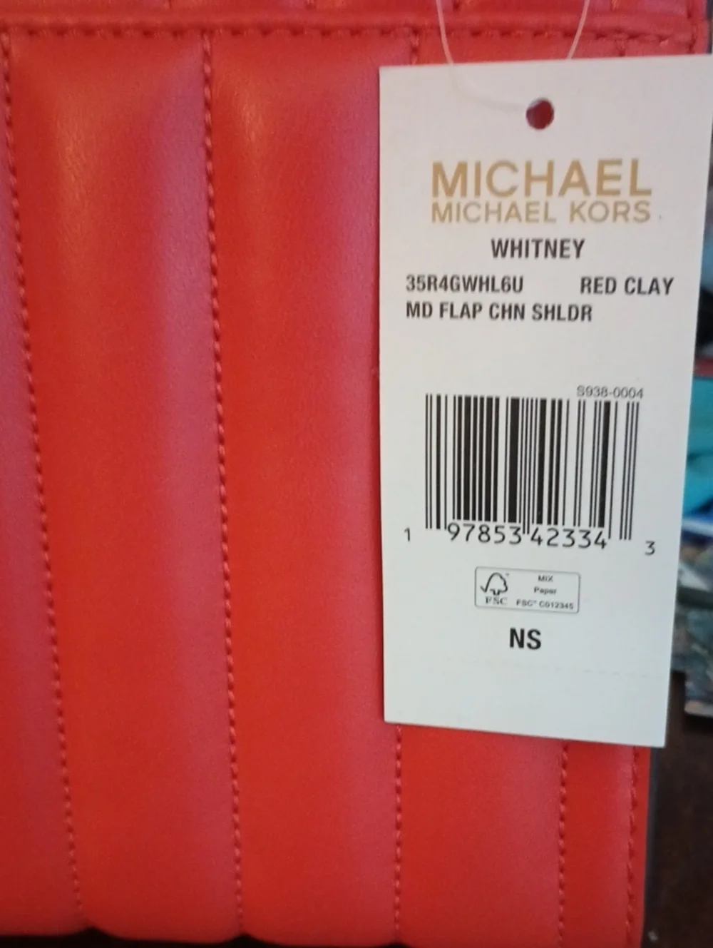 Michael Kors Red Quilted Chevron Crossbody with Gold Hardware
